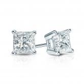 Certified 14k White Gold 4-Prong Basket Princess-Cut Diamond Stud Earrings 1.00 ct. tw. (G-H, SI1)