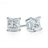 Certified 14k White Gold 4-Prong Basket Princess-Cut Diamond Stud Earrings 1.00 ct. tw. (G-H, VS1-VS2)