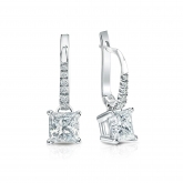 Natural Diamond Dangle Stud Earrings Princess 1.25 ct. tw. (I-J, I1) Platinum Dangle Studs 4-Prong Basket