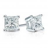 Certified 14k White Gold 4-Prong Basket Princess-Cut Diamond Stud Earrings 1.25 ct. tw. (G-H, SI1)