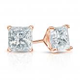 Lab Grown Diamond Stud Earrings Princess 1.25 ct. tw. (F-G, VS) 14k Rose Gold 4-Prong Martini