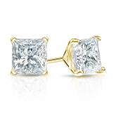 Natural Diamond Stud Earrings Princess 1.25 ct. tw. (I-J, I1-I2) 14k Yellow Gold 4-Prong Martini