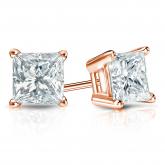 Certified 14k Rose Gold 4-Prong Basket Princess-Cut Diamond Stud Earrings 1.50 ct. tw. (G-H, VS1-VS2)