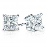 Certified 18k White Gold 4-Prong Basket Princess-Cut Diamond Stud Earrings 1.50 ct. tw. (I-J, VS1-VS2)