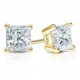 Natural Diamond Stud Earrings Princess 1.50 ct. tw. (I-J, I1) 18k Yellow Gold 4-Prong Basket