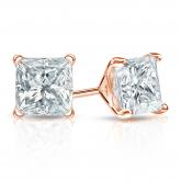 Lab Grown Diamond Stud Earrings Princess 1.50 ct. tw. (H-I, VS) 14k Rose Gold 4-Prong Martini