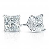 Natural Diamond Stud Earrings Princess 1.50 ct. tw. (G-H, VS1-VS2) 14k White Gold 4-Prong Martini