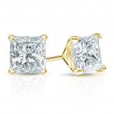 Certified 14k Yellow Gold 4-Prong Martini Princess-Cut Diamond Stud Earrings 1.50 ct. tw. (I-J, I1-I2)
