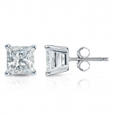 Certified Lab Grown Diamond Studs Earrings Princess 2.00 ct. tw. (E-F, VS1-VS2) in 14k White Gold 4-Prong Basket