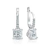 Certified Platinum Dangle Studs 4-Prong Martini Princess-Cut Diamond Earrings 2.00 ct. tw. (H-I, SI1-SI2)