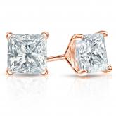 Lab Grown Diamond Stud Earrings Princess 2.00 ct. tw. (F-G, VS) 14k Rose Gold 4-Prong Martini