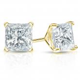 Certified 14k Yellow Gold 4-Prong Martini Princess-Cut Diamond Stud Earrings 2.00 ct. tw. (I-J, I1-I2)