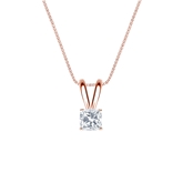 Natural Diamond Solitaire Pendant Cushion-cut 0.25 ct. tw. (G-H, VS1-VS2) 14k Rose Gold 4-Prong Basket