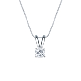 18k White Gold 4-Prong Basket Certified Cushion-Cut Diamond Solitaire Pendant 0.25 ct. tw. (H-I, SI1-SI2)