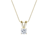 Natural Diamond Solitaire Pendant Cushion-cut 0.25 ct. tw. (G-H, VS1-VS2) 14k Yellow Gold 4-Prong Basket