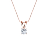 Natural Diamond Solitaire Pendant Cushion-cut 0.31 ct. tw. (G-H, VS1-VS2) 14k Rose Gold 4-Prong Basket