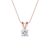 Natural Diamond Solitaire Pendant Cushion-cut 0.38 ct. tw. (G-H, VS2) 14k Rose Gold 4-Prong Basket