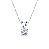 Natural Diamond Solitaire Pendant Cushion-cut 0.38 ct. tw. (H-I, SI1-SI2) 14k White Gold 4-Prong Basket