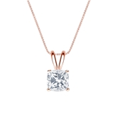 Natural Diamond Solitaire Pendant Cushion-cut 1.00 ct. tw. (H-I, SI1-SI2) 14k Rose Gold 4-Prong Basket