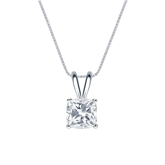 Natural Diamond Solitaire Pendant Cushion-cut 1.00 ct. tw. (H-I, SI1-SI2) 14k White Gold 4-Prong Basket