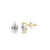 Lab Grown Diamond Studs Earrings Pear 0.50 ct. tw. (D-E, VVS-VS) in 14k Yellow Gold V-End Prong