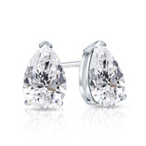 Certified 14k White Gold V-End Prong Pear Shape Diamond Stud Earrings 1.00 ct. tw. (I-J, I1)