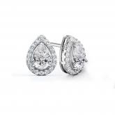 Natural Diamond Stud Earrings Pear 2.00 ct. tw. (H-I, SI1-SI2) 18k White Gold Halo