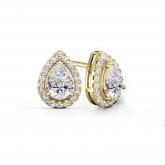 Natural Diamond Stud Earrings Pear 0.75 ct. tw. (G-H, VS1-VS2) 14k Yellow Gold Halo