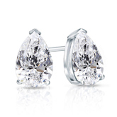 Certified 14k White Gold V-End Prong Pear Shape Diamond Stud Earrings 1.50 ct. tw. (I-J, I1)