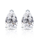Lab Grown Diamond Studs Earrings Pear 1.65 ct. tw. (D-E, VVS) in 14k White Gold V-End Prong