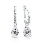 Lab Grown Diamond Dangle studs Earrings Pear 2.00 ct. tw. (F-G, VS) in 14k White Gold Drop Setting