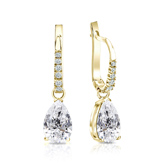 Lab Grown Diamond Dangle studs Earrings Pear 2.00 ct. tw. (D-E, VVS) in 14k Yellow Gold Drop Setting
