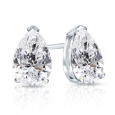 Certified 18k White Gold V-End Prong Pear Shape Diamond Stud Earrings 2.00 ct. tw. (G-H, VS2)