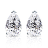 Lab Grown Diamond Studs Earrings Pear 2.00 ct. tw. (I-J, VS1-VS2) in 14k White Gold 4-Prong Basket