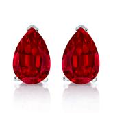 Lab Grown Gemstone Ruby Stud Earrings Pear 0.50 ct. tw. 14k White Gold V-End Prong