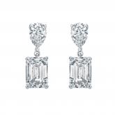 Lab Grown Diamond Two Stone Drop Earrings Pear and Emerald 3.00 ct. tw. (D, VVS) 18k White Gold