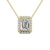 Lab Grown Diamond Halo Pendant Emerald-cut 0.75 ct. tw. (F, VS) 18k Yellow Gold