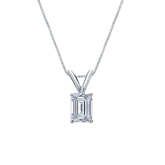 Natural Diamond Solitaire Pendant Emerald-cut 0.50 ct. tw. (H-I, SI1-SI2) 14k White Gold 4-Prong Basket
