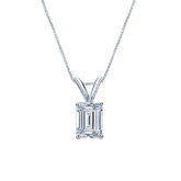 Natural Diamond Solitaire Pendant Emerald-cut 0.75 ct. tw. (H-I, SI1-SI2) 14k White Gold 4-Prong Basket