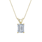 Natural Diamond Solitaire Pendant Emerald-cut 1.00 ct. tw. (G-H, VS1-VS2) 18k Yellow Gold 4-Prong Basket