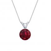 Certified 14k White Gold 4-Prong Basket Round Ruby Gemstone Solitaire Pendant 1.00 ct. tw. (Red, AAA)