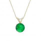 Certified 14k Yellow Gold 4-Prong Basket Round Green Emerald Gemstone Solitaire Pendant 0.25 ct. tw. (Green, AAA)