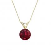 Certified 14k Yellow Gold 4-Prong Basket Round Ruby Gemstone Solitaire Pendant 0.62 ct. tw. (Red, AAA)