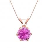Certified 14k Rose Gold 6-Prong Round Pink Sapphire Gemstone Solitaire Pendant 0.25 ct. tw. (Pink, AAA)
