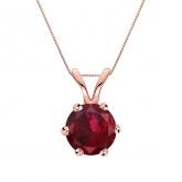 Certified 14k Rose Gold 6-Prong Round Ruby Gemstone Solitaire Pendant 0.25 ct. tw. (Red, AAA)