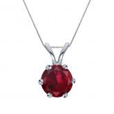Certified 18k White Gold 6-Prong Round Ruby Gemstone Solitaire Pendant 0.40 ct. tw. (Red, AAA)