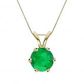 Certified 18k Yellow Gold 6-Prong Round Green Emerald Gemstone Solitaire Pendant 0.40 ct. tw. (Green, AAA)