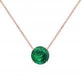 14k Rose Gold 4-Prong Round Green Emerald Gemstone Solitaire Floating Pendant 0.50 ct. tw. (Green, AAA)