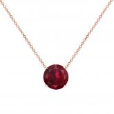 14k Rose Gold 4-Prong Round Ruby Gemstone Solitaire Floating Pendant 0.50 ct. tw. (Red, AAA)