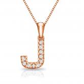 Diamond Letter J Initial Pendant in 14k Rose Gold (1/10 cttw) 18-Inch Box Chain